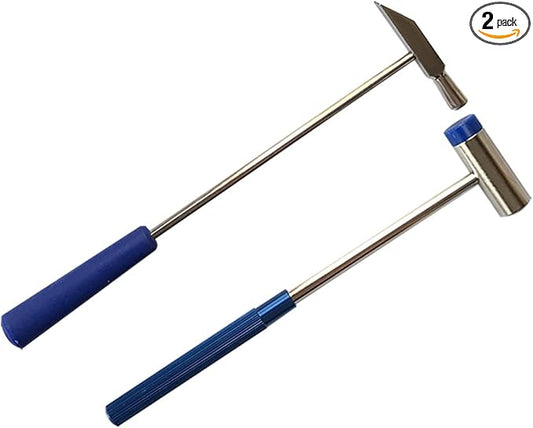 Dual Head Small Hammer, 7 Inches, Plastic Head and Metal Head, Black Plastic Grip, Double face Jewelry Mallet, Mini Hammer for Watch, Tuning, Woodworking, Toys, DIY, Leather, Instruments