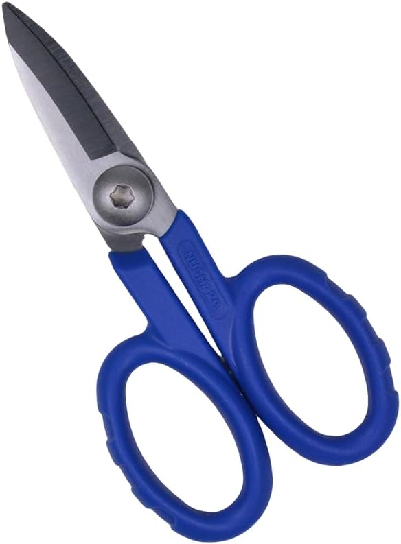 Elfcam짰 - Kevlar Scissors for Fiber Optics, Super Multi Cutter Made in High Carbon Alloy Steel, Serrated Blade Shear for Gripping Materials, Manufactured by Nusharp (KS-1)