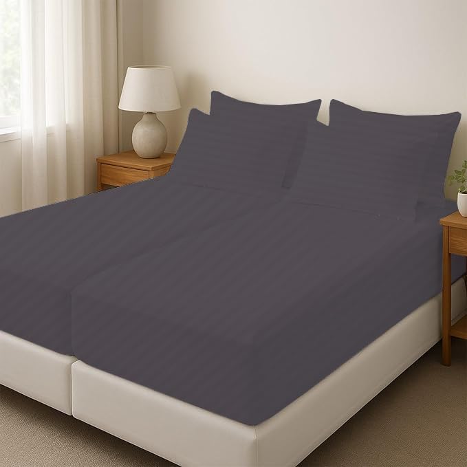 Split California King Sheets for Adjustable Beds 5-Piece Split California King Sheet Set, 800 Thread Count 100% Egyptian Cotton,15" Deep Pocket Adjustable Bed Sheets, Dark Grey Stripe