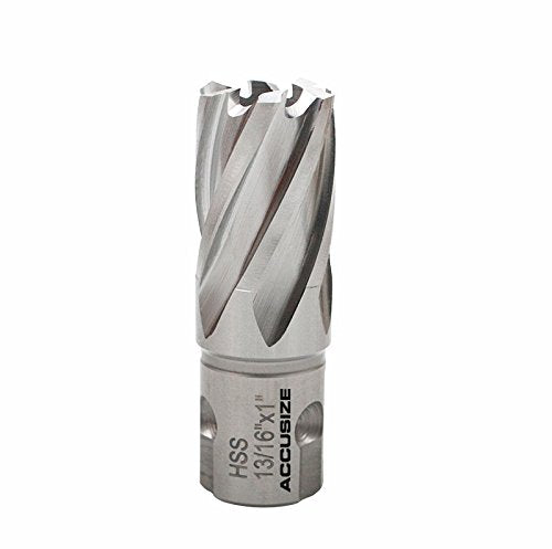 Accusize Industrial Tools 10 Pc Hss Annular Cutter 13/16'' by 1'' Depth with Nitto/1 Touch/3/4'' Weldon Shank, Plus 1 Pilot Pin, 1190-2021pin