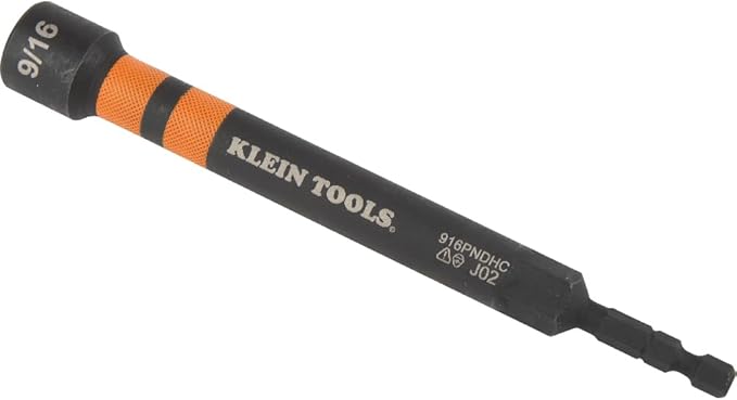 Klein Tools 32950 Ratcheting Impact Rated Hollow Power Nut Driver Set with Handle, Magnetic, Color Coded, 6 SAE Hex Sizes and Handle Included