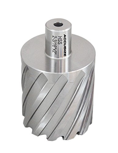 Accusize Industrial Tools 2-3/16'' by 2'' Cutting Depth H.S.S. Annular Cutter with 1 Pc Pilot Pin, 2081-2040Pin