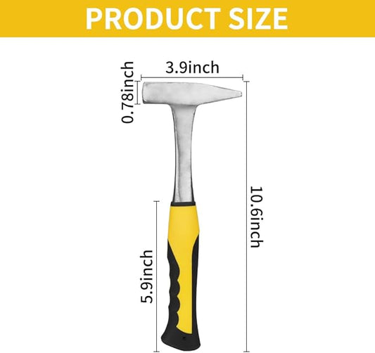 Sheet Metal Hammer – 11oz Tinsmith hammer with Integral Forging – for HVAC, Pipe Work, Sheet Metal, Square/Shaping/Tinning Hammer (300, Yellow)