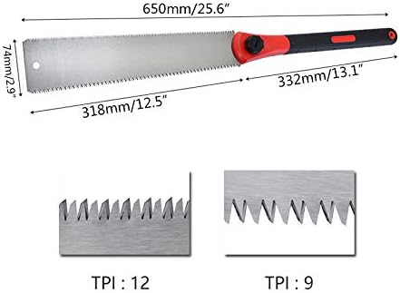 Meichoon Japanese Style Hand Saw - Double Edge Pull Saw, 12.5 Inch Flexible Blade, 25.6 Inch Length
