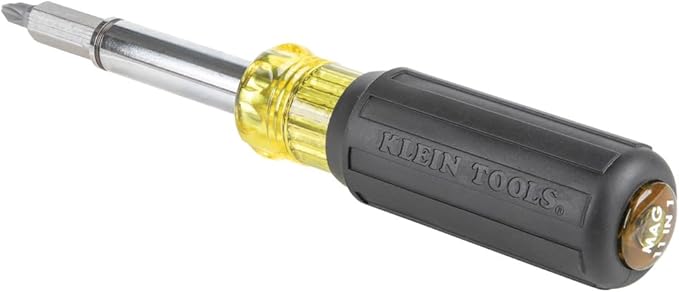 Klein Tools 32500MAG Magnetic Multi-Bit Screwdriver/Nut Driver, 11-in-1 Multi Tool with 8 Bits, 3 Nut Driver Sizes, Cushion Grip Handle