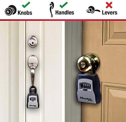 Master Lock Key Lock Box, Outdoor Lock Box for House Keys, Portable Combination Lockbox Resettable Code, 5400EC, Black