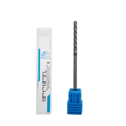 1/8" Extra Long Carbide Ball Nose End Mill for Alloy Steels/Hardened Steels, 3" Overall Length End Mill Bits, 4 Flute HRC 55 Deg AlTiN Coating, CNC Router Bits (1 Pieces)