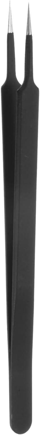 HARFINGTON Stainless Steel Precision Tweezers 6.3 Inch Long Handle Pointed Tip Tweezers Multi Purpose for Craft Industrial Work Laboratory Use, Black