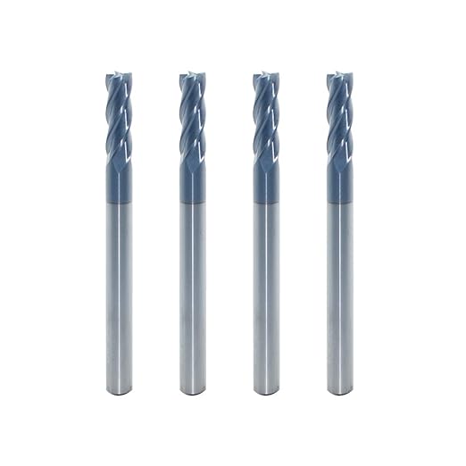 Carbide Square End Mill for Alloy Steels/Hardened Steels, 1/8" End Mill Bits, 4 Flute HRC 55 Deg AlTiN Coating, CNC Router Bits (4 Pcs)