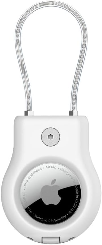 Belkin Apple AirTag Secure Holder With Wire Cable - AirTag Holder - Lock & Protect Air Tags In Durable Scratch Resistant Case - Protective AirTag Keychain Accessory For Keys, Luggage & More ??White