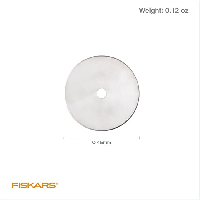 Fiskars 45mm Titanium Rotary Blades (2 Pack) - Rotary Cutter Blade Replacement - Crafts, Sewing, and Quilting Projects - Grey