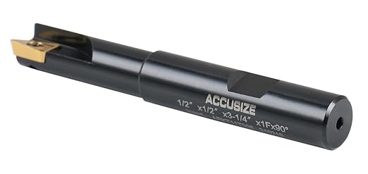 Accusize Industrial Tools 1/2" 90째 Square Shoulder Indexable End Mill w/ 10 add'l APKT11T308 Inserts, 1/2" Shank, 3-1/4" OAL, 0.433" ap, 1 Flute, APKT11T308, Carbide Insert, 0056-0914+0056-1130