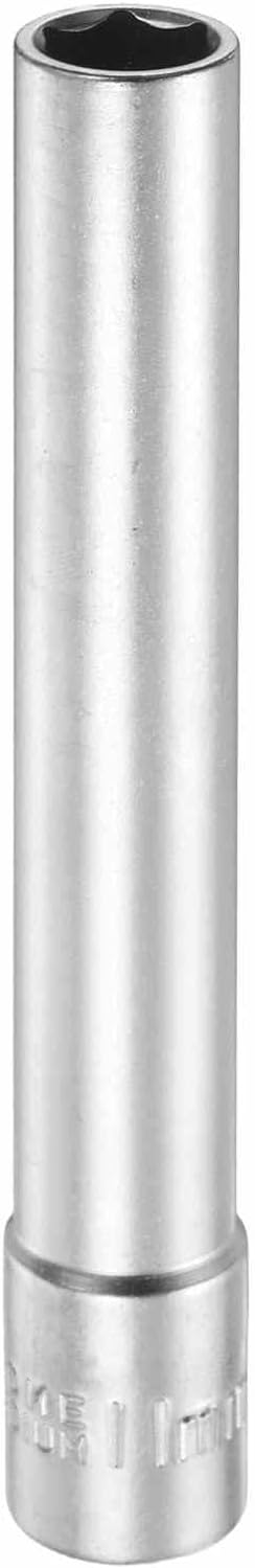 HARFINGTON 6 Points Deep Socket 1/2" Drive 11mm Deep Metric CR-V Steel Polished Nickel Plating Flip Sleeve 120mm / 4.7" Extra Long Socket Tool for Home Auto Nuts Bolts Repair