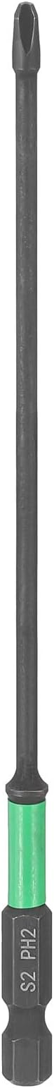 HARFINGTON #2 Impact Phillips Screwdriver Bit PH2 1/4" Hex Shank 6" (150mm) Length 0.12" Rod Magnetic Cross Head Drill Bits S2 Steel Industrial Screw Drivers for Impact Power Tools