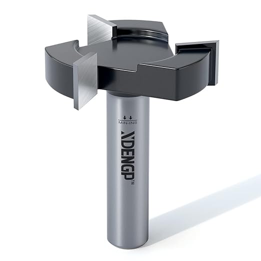 CNC Spoilboard Surfacing Planer Router Bit 1/2 Inch Shank, 2-Inch Cutting Diameter, Slab Flattening Bottom Cleaning Wood Planing Leveling Router Face Mill Carbide Tipped Bit ( 3 Wings )