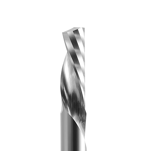 1/8 CNC Router Bits O Flute End Mill 1/8 Shank,5/16 Inch Cutting Length Downcut CNC Bits Carbide Spiral Single Flute Downcut Bit for Acrylic PVC MDF Wood