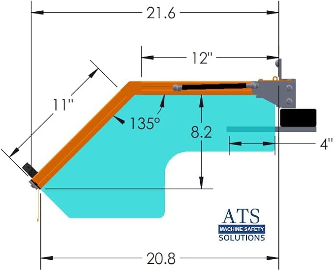 Lathe Safety Guard. 12" Wide Hinged. Fits machines with up to 12" Chuck Diameters. Standard Model, NO Interlock. Part # LG-TR3-12 by ATS MACHINE SAFETY SOLUTIONS