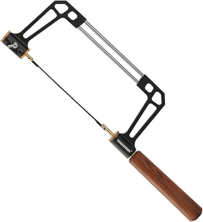 TOOLCOOL Coping Saw for Woodworking Aluminum Alloy Frame Hardwood Round Handle Handsaw with 15T 18T 24T High Speed Steel Saw Blades