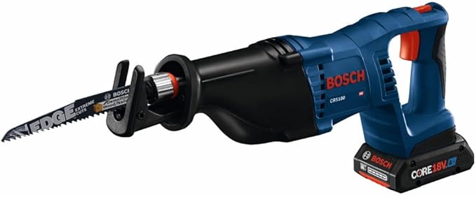 BOSCH CRS180-B15 18V 1-1/8 In. D-Handle Reciprocating Saw Kit with (1) CORE18V 4 Ah Advanced Power Battery