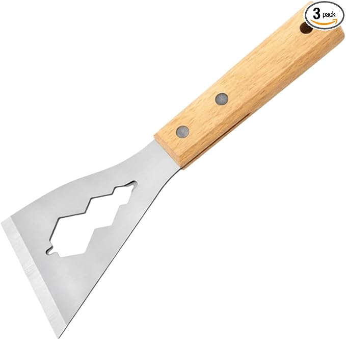 Multifunction Putty Knife with Wooden Handle, Steel Construction, for Filling, Caulking, Sealing, Painting (3)