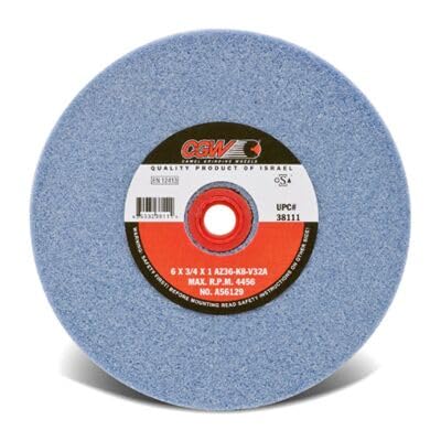 CGW Abrasives 6X3/4X1 T1 AZ36-K8-V32A Premium Blue Aluminum Oxide Vitrified Bench and Pedastal Wheels Type 1 - Wheel 1 Pack