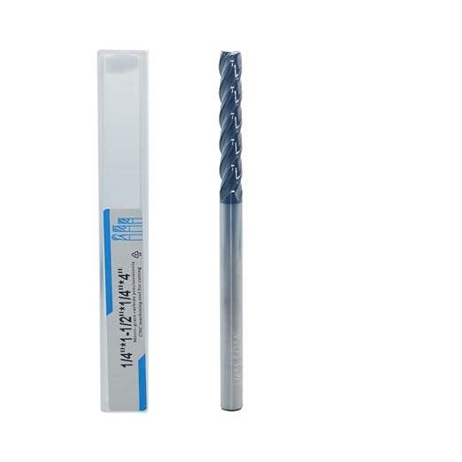 1/4" Extra Long Carbide Square End Mill for Alloy Steels/Hardened Steels, 4" Overall Length End Mill Bits, 4 Flute HRC 55 Deg AlTiN Coating, CNC Router Bits (1 Pc)