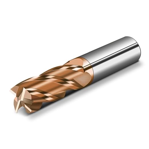 sisona 1/8" 3/16" 1/4" 5/16" 3/8" Carbide End Mills Set - Solid Carbide (Tungsten Carbide + Cobalt) - 5Pcs 4 Fulte CNC Mill Bits for Steel - TISIN Coated