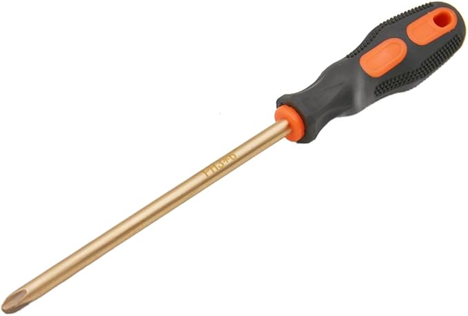 Non-Sparking PH3 Phillips #3 Screwdriver,Beryllium Bronze Copper Non Spark, 8 Inch (200mm) Working Length, 12-4/5 inch Total Length, Spark Free Safety, non-magnetic, corrosion-resistant
