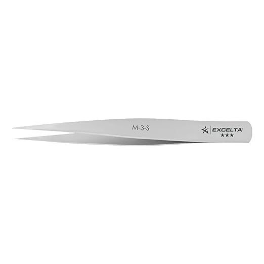 Excelta Stainless Steel Mini Tweezers, Ultra-Fine Straight Point, Compact 2.75" Length, Ideal for High Magnification Work, Precision Handling, Professional