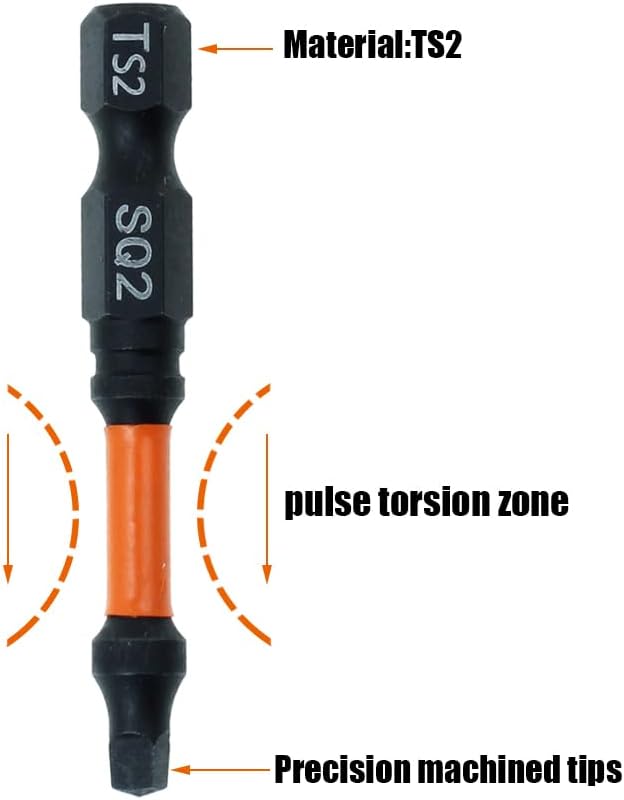 AUTOTOOLHOME 10 Pack #1 Square Driver Bit 2 inch Long Square Impact Drill Bit for Pocket Hole Jig System SQ1 Bits