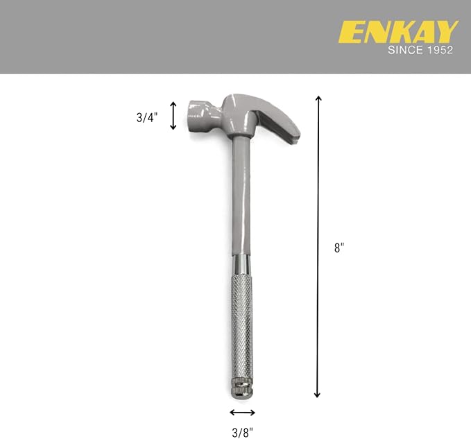 ENKAY - 6 in 1 Gray Hammer and Screwdriver, Multifunction Claw Hammer Tool with Color Print (Gray)