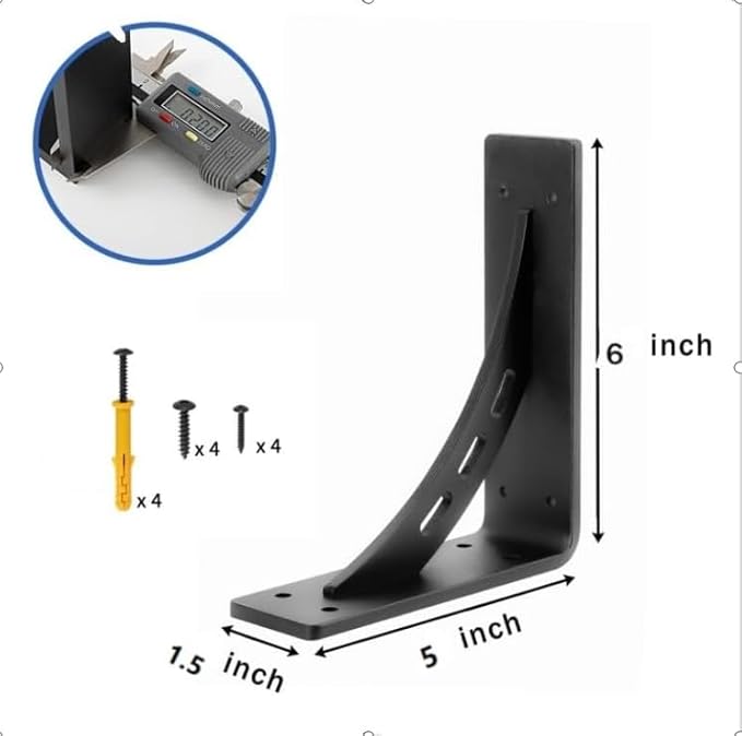 6 inch x 5 inch Heavy Duty Shelf Brackets , Metal Mantel Brackets (Set of 2) Fireplace Mantel Brackets - Countertop Support , Max Load 1000 Lbs (6 ''x 5 '')
