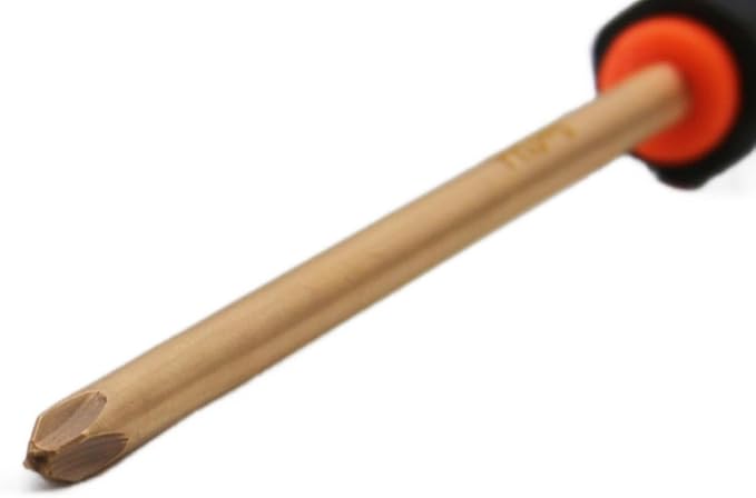 Non-Sparking PH3 Phillips #3 Screwdriver,Beryllium Bronze Copper Non Spark, 8 Inch (200mm) Working Length, 12-4/5 inch Total Length, Spark Free Safety, non-magnetic, corrosion-resistant