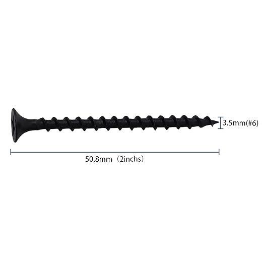 120pcs #6 횞 2 inch High Hardness Drywall Screws, Black, Coarse Thread, Phillips Drive, Bugle Head, Black Wood Screws, Wood and More (2 in, 120)