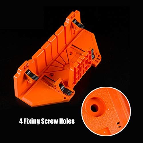 Miter Box, Woodworking Clamping Mitre Saw Box Precision Hand Mitre Box with 22.5째 45째 90 째 0째 4 Angle Slot Types and Double Sided Teeth for Accurate Cutting, 14 x 4.3 x 5.9inch