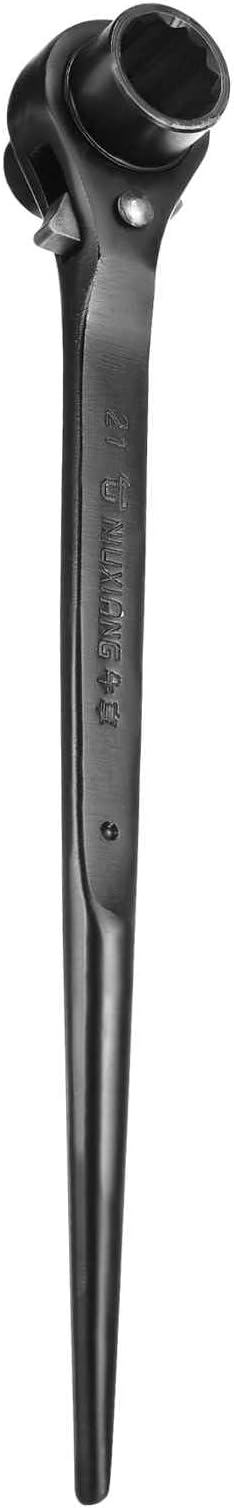 HARFINGTON Scaffolding Podger Ratchet Wrench 19mm x 21mm CR-V 12 Point Double Ended Socket Ratcheting Podger Scaffold Spud Spanner Tool for Auto Repair Mechanical Maintenance, Black