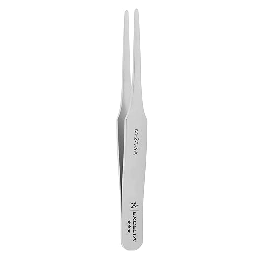 Excelta M-2A-SA Miniature Straight Tapered Flat Pointed Tweezer, Neverust Stainless Steel, 2.8 Inch, for Labels & SMD Components, Swiss Made, Professional