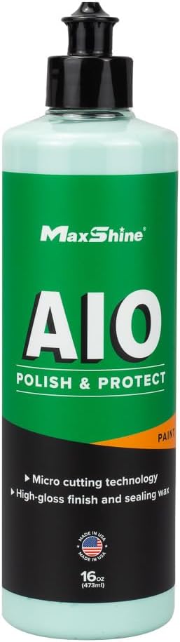 Maxshine 21mm, 6" Plate M21 Pro Dual Action Polisher & 16oz AIO Polish - 6-Speed, 5/16??24 Thread - Auto Detailing Tool for Buffing, Paint Protection, Swirl & Scratch Repair, Glossy Shine, Restoration