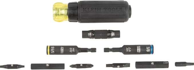 Klein Tools 32500HDRT KNECT Ratcheting Screwdriver, Multi-Bit Screwdriver / Nut Driver, Impact Rated 11-in-1 Tool with Phillips, Slotted, Square and Torx Tips