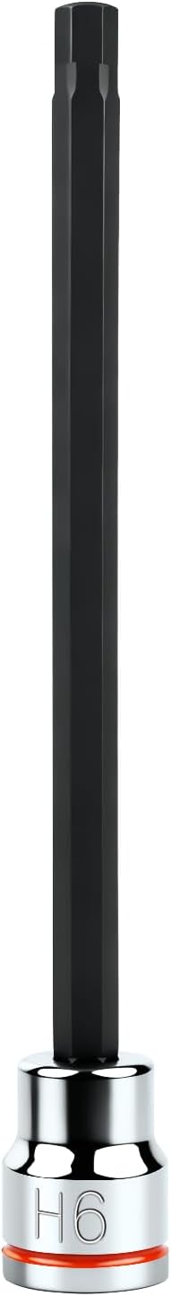 3/8 Inch Drive Long Hex Bit Socket, H6, Full Polished, Premium CR-V & S2 Alloy Steel Head Made for Auto/Mechanical