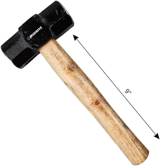 Sledge Hammer 2 lb Wooden Hammer length with 9 Inch Polished Hitting Face Metalworking Tools for Home Improvement, Automotive, Industrial, and Construction E-3006