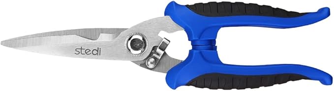 stedi Multipurpose Heavy Duty Scissors, High Carbon Stainless Steel Shears with Fine Serrated Blades Easy to Cut Cable Notches,Non-Slip Comfort Handle, Cuts Wire, Carton,for Household Pruning, Office