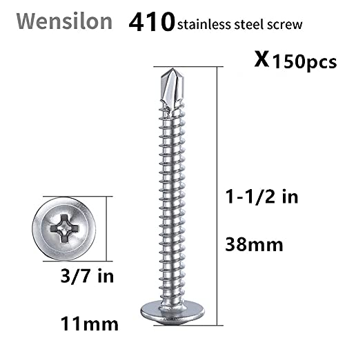 Wensilon竊?50pcs竊?8횞1-1/2?쓋or Sheet Metal Self-Tapping Screws 410 Stainless Steel Truss Head High-Strength Quick Tapping Screws