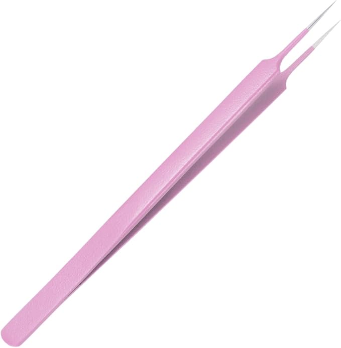 HARFINGTON Stainless Steel Precision Tweezers 6.3 Inch Long Handle Pointed Tip Tweezers Multi Purpose for Craft Industrial Work Laboratory Use, Pink