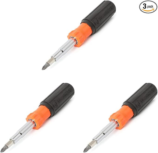 GreatNeck SD11RC 11 in 1 Screwdriver and Nut Driver Set, Multi-Bit Cushion Grip, Multi Tool Screwdriver Kit, HVAC tools, Electrician Tools (Pack of 3)