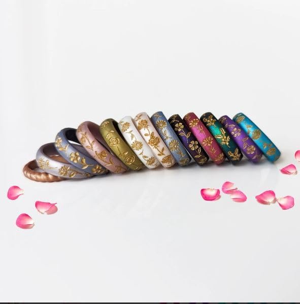 Knot Theory Birth Flower Silicone Ring for Women - 4mm Comfort Fit Wedding Band Engagement Ring