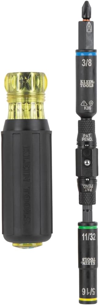 Klein Tools 32528HD KNECT 10-in-1 Impact-Rated Driver, Multi-Bit Screwdriver/Nut Driver with Deep-Well Flip Socket Sizes for Plumbing and HVAC