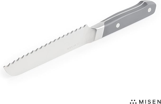 Misen Serrated Bread Knife - High-Carbon Japanese AUS8 Steel - Perfect for Soft Foods, Bread, Pastries, and Fruits - Verstatile Slicer, Razor-Sharp Edge, Durable Blade, Ergonomic Handle - 5", Gray