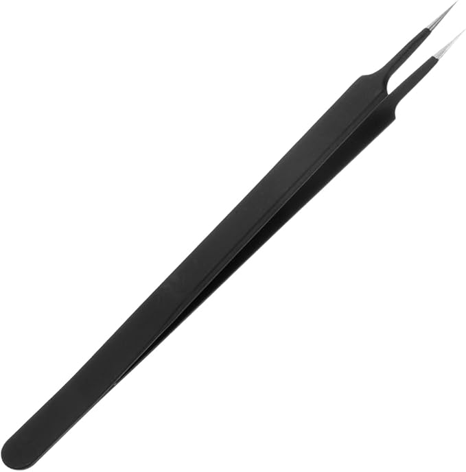 HARFINGTON Stainless Steel Precision Tweezers 6.3 Inch Long Handle Pointed Tip Tweezers Multi Purpose for Craft Industrial Work Laboratory Use, Black
