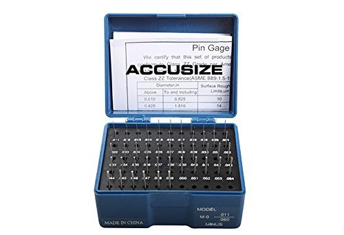 Accusize Industrial Tools 0.011'' to 0.060'', 50 Pc Steel Plug Pin Gage Set, Minus, Class Zz, M0(-)